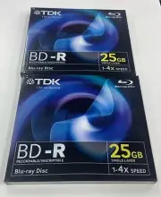 2 x TDK BD-R Blank Recordable Blu-Ray Disc 25GB 4x Speed NEW