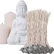 100PCS Pre-Waxed Candle Wick - 6 Inch Thick Candle Wick with Metal Base for Candle Making Food Grade Wicks for Butter Candle Cotton Candle Wicks for Soy Wax Candle Wick Set