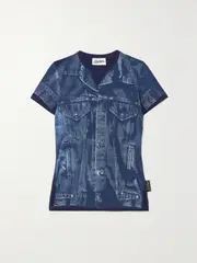 [Jean Paul Gaultier] Jean Paul Gaultier - Trompe L'oeil Printed Cotton-jersey T-shirt - Navy - x small x small Blue