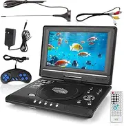 9 inch Portable DVD Player, AV Input Output Function 270 Degree Rotation HD Player, USB Interface Rechargeable Li ion Battery DVD Player, Compatible with Multiple Formats