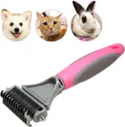 Pet Dematting Comb - 2 Sided Undercoat Rake for Cats & Dogs - Safe Grooming Tool