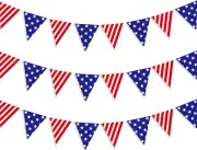 3 Pieces American Flag Pennant Banner, American Stars and Stripes Flag Bunting T