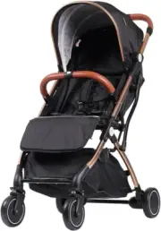 Mamakiddies Baby Pram & Stroller, Black and Gold One-Hand Compact Fold, Ultra...