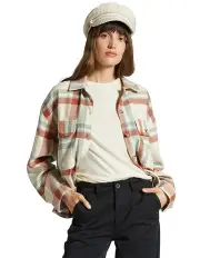 [Brixton] Bowery Flannel Shirt in White Smoke