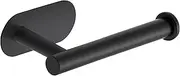 3 Pack Adhesive Toilet Roll Holder Stand - Matte Black SUS304 Stainless Steel, Rustproof Toilet Paper Holder No Drilling Tissue Holder for Kitchen Bathroom Wall Mount Bathroom Tissue Holder