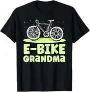 [X.Style] E Bike Grandma Biker Cyclist Electric Biking Grandmother Nan ds750 T-Shirt (M) Black
