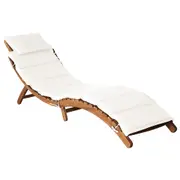 Sun Lounger with Cushion Solid Acacia Wood Cream vidaXL