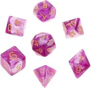 7Pcs Acrylic Polyhedral Dice Board Games D4 D6 D8 D10 D12 D20 Party Casino Role Playing Dice Game Accs (Color : White Purple)