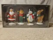 Candles Set of 4 Santa-Elf-Snowman-Reindeer 4 Inch Unscented Cannons Falls Inc