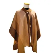 Alpaca wool unisex CAMEL brown cape made in the Andes New