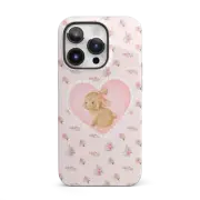 Coquette Bunny Pink Roses iPhone Case For 15 Plus 14 Pro Max 12 13 Mini 11 Pro