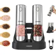 Electric Salt and Pepper Grinder Set Upgraded Stainless Steel Spice Grinder U...