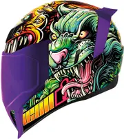 Icon Airflite Cat Scratch Fever 23, full face helmet , color: Light Blue/Yellow/Black/Violet , size: L
