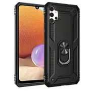 For Samsung Galaxy A32 4G Case, Military Grade 360 Degree Rotating Metal Magnetic Ring Car Mount Holder Kickstand Shockproof Heavy Duty Cover (Black)