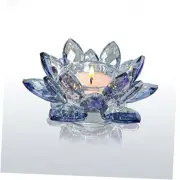 Crystal Lotus Flower Tealight Candle Holders/Glass Tea Light Blue 1ps