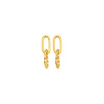 9ct Gold Polished & Twist Double Oval Drop Stud Earrings