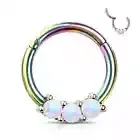 Piercing Ring Daith Septum Rainbow 3 Opals