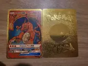 Charizard GX Dragonic Fire Gold Metal Fan Art HP190 NM