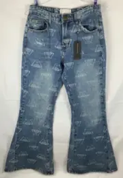 One Teaspoon MEDUSA MARINES MID WAIST EXTREME FLARE JEANS Size 27 NWT