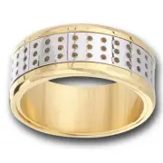 Stainless Steel 2 Tone Silver & Gold IP Textured Wide Band Spinner Ring