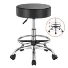 Height Adjustable Rolling Swivel Stool with Wheels and Footrest for Home and