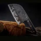 Handmade Forged Steel Knife Butcher Slicing Chop Kitchen Cleaver Wood Handle XL