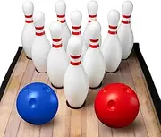 ActiveJoy - Kids Bowling Set - Indoor and Outdoor Home Game - Bowling Alley Toy with Lane, 10 pins, 2 Balls for Family & Friends - Easy Setup and cleanup