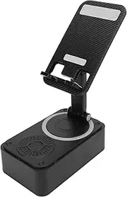 Mobile Phone Stand with BT Speaker, Anti Slip 360 Degree Rotatable Design, 1200mAh Type C Charging Cell Phone Holder with Cordless BT5.0 Speaker for Home Travel