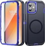 Giyer Mobile Phone Case for iPhone 11 Case with Screen Protector, 360° Shockproof Robust Armour Case for Phone 11 5G Case Cover Protective with Magnetic (Blue, for iPhone 11)