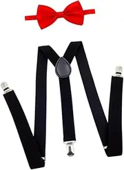 [Frediuo] Men Suspenders with Bow Tie Set Comfortable Tuxedo Suspenders for Trousers Work