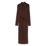 [Cult Gaia] Cult Gaia Twist-detail Button Midi Dress M BROWN