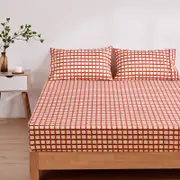 Dreamaker Micro Flannel Grid Combo Fitted Sheet Set Sienna Super King Bed