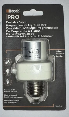 Woods Pro Dusk-To-Dawn Programmable Light Control #59406 2/5/8 hour settings