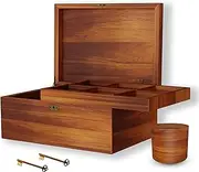 LUSH & STYLE Acacia Wood Box, Keepsake With Hinged lid and locking key, Decorative, Memory treasure, Wooden Storage Box, Wooden Gift Box (Divider Model)