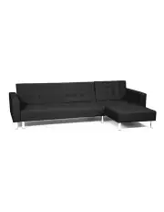 [Sarantino] Corner Faux Leather Sofa Bed Couch with Chaise Black