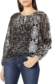 [NYDJ] Womens Peasant Blouse Long-Sleeve Blouse