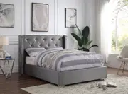Empress Premium PU Fabric Queen Bed Frame Silver