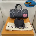 免運 LV 路易威登 NIGO聯名KEEPALL XS M81010 丹寧布牛皮手提包 單肩包 斜挎包 斜背包