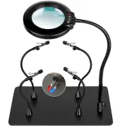 Soldering Helping Hands 10X Magnifying Glass with light and Stand PCB Holder,...