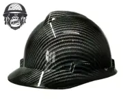 Custom Hydrographic Safety Hard Hat Mining Industrial - CARBON FIBRE GREY CAP