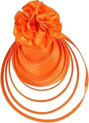 [Healvian] Elegant Fascinator Headband Hat for Women Tea Party Headpiece Wedding Banquet Headdress Fashionable Bridal Hat Orange