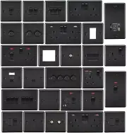 Knightsbridge Matt Black Metal Round Raised Edge Range of Switches and Sockets