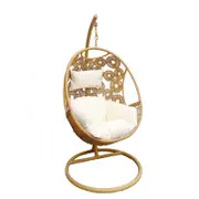 Havana Hanging Egg Chair - Sand With Cream Cushions
