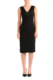 Hugo Boss Women's "Dexys" Black Sleeveless V-Neck Pencil Dress