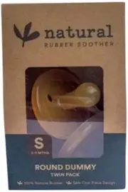 NATURAL RUBBER SOOTHER Round Dummy Small (0-3 Months) Twin Pack