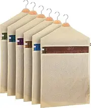 SOLSTICE Hanging Cotton Saree Covers/Bags(Set Of 6)Of 30 X 18(Inches)For Clothes Storage,Wardrobe Organizer(Hangers Are Not Included)(Single Pocket-Pack Of 6),Brown