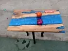 Walnut Epoxy Resin Live Edge Cheese Tray / Blue Epoxy Resin River Cutting Board