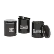 Harbour Housewares 3pc Round Metal Tea Coffee Sugar Canister Set