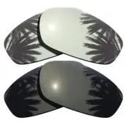 Black&Silver Mirrored Replacement Lenses for-Oakley Encounter OO9091 Polarized
