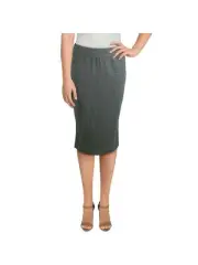 PHILOSOPHY Womens Green Pull-on Below The Knee Wear To Work Pencil Skirt M